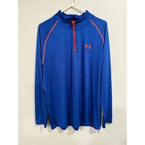 Under Armour Sweater Men's XL Blue HeatGear Long Sleeve Mock Neck Quarter Zip